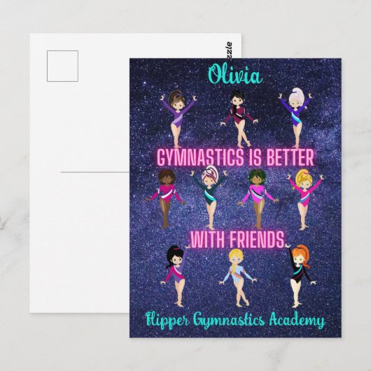 Gymnastiek is beter met gepersonaliseerde vrienden briefkaart (Voorkant / Achterkant)