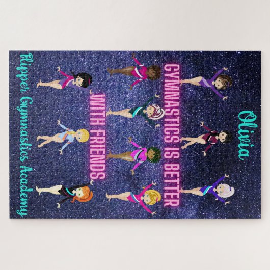 Gymnastiek is beter met gepersonaliseerde vrienden legpuzzel (Horizontaal)