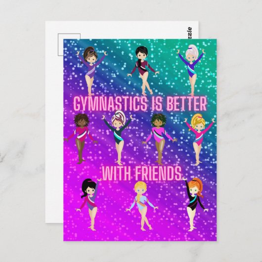 Gymnastiek is beter met vriendjes briefkaart (Voorkant / Achterkant)