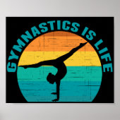 Gymnastiek is het leven mooie Sunset Gymnast Black Poster (Voorkant)