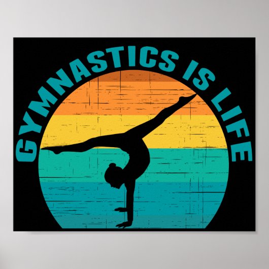 Gymnastiek is het leven mooie Sunset Gymnast Black Poster (Voorkant)