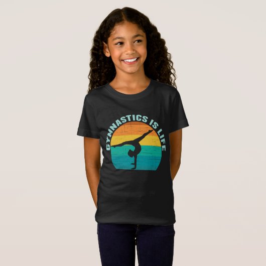 Gymnastiek is Life Cool Sunset Gymnast Girls T-shirt (Voorkant volledig)