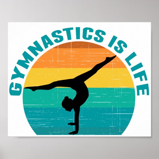 Gymnastiek is Life Cool Sunset Gymnast Poster (Voorkant)