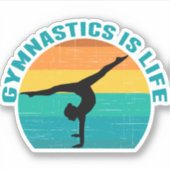 Gymnastiek is Life Cool Sunset Gymnast Sticker (Voorkant)