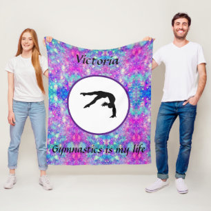 Gymnastiek is mijn leven - Custom Gymnast Tumble Fleece Deken