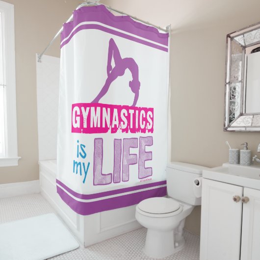 Gymnastiek is mijn leven douchegordijn (In situ)