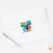 GYMNASTIEK IS MIJN LEVEN REGENBOOG ONTWERP VIERKANTE STICKER (Envelop)