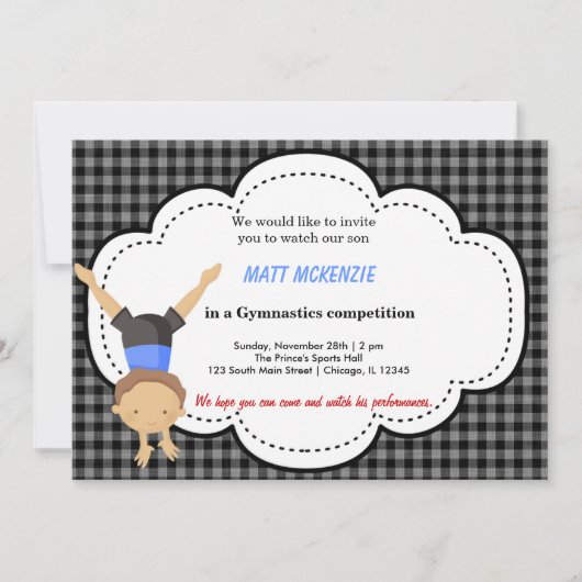 Gymnastiek Jongen competitie Kaart (Voorkant)