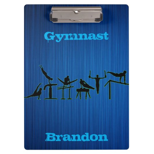 Gymnastiek jongens blauw gepersonaliseerd klembord (Voorkant)