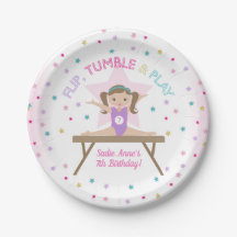 Gymnastiek Jump Cute Brown Hair Birthday Party