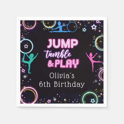 Gymnastiek Jump Spelen Verjaardagsfeestje Servette Servet (Voorkant)