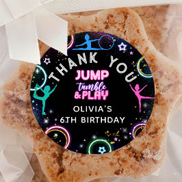 Gymnastiek Jump Tumble Play Verjaardag Dank u Ronde Sticker