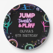 Gymnastiek Jump Tumble & Play Verjaardagsfeest Papieren Bordje (Voorkant)