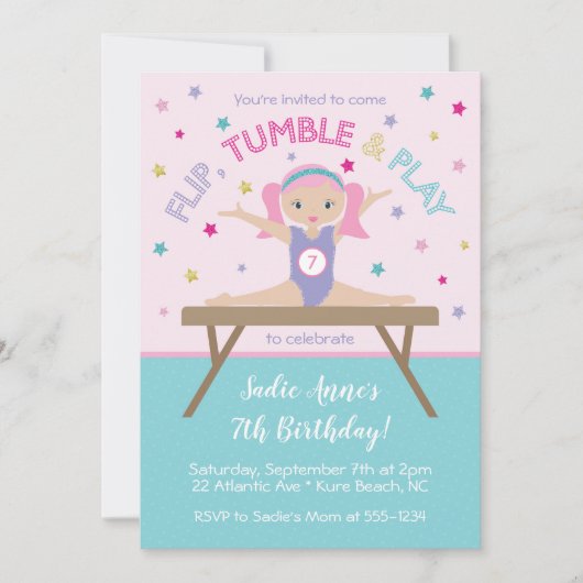 Gymnastiek Jump Verjaardagsfeest Kaart (Voorkant)