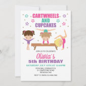 Gymnastiek Kartwheels en Cupcakes Birthday Kaart (Voorkant)