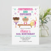Gymnastiek Kartwheels en Cupcakes Birthday Kaart (Staand voorkant)