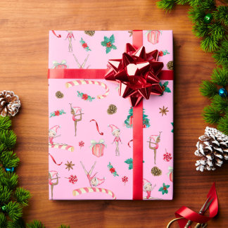 Gymnastiek Kerst Wrapping Papier Roze Vakantie