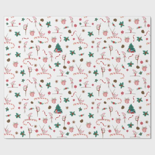 Gymnastiek Kerst Wrapping Papier Roze Vakantie (Vlak)