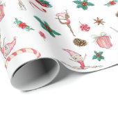 Gymnastiek Kerst Wrapping Papier Roze Vakantie (Rol Hoek)