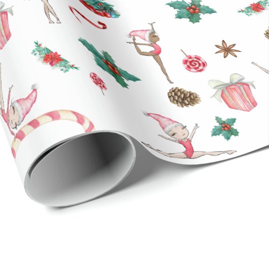Gymnastiek Kerst Wrapping Papier Roze Vakantie (Rol Hoek)