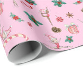 Gymnastiek Kerst Wrapping Papier Roze Vakantie (Rol Hoek)