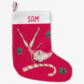 Gymnastiek Kerstkousen | Gymnast Meisje Roze Kleine Kerstsok (Voorkant)