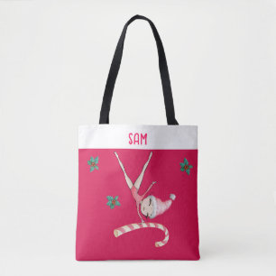 Gymnastiek Kerstkousen   Gymnast Meisje Roze Tote Bag