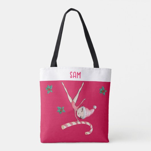 Gymnastiek Kerstkousen | Gymnast Meisje Roze Tote Bag (Achterkant)