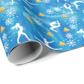 Gymnastiek Kerstmis Blauw Sparkle Wit Patroon Cadeaupapier (Rol Hoek)