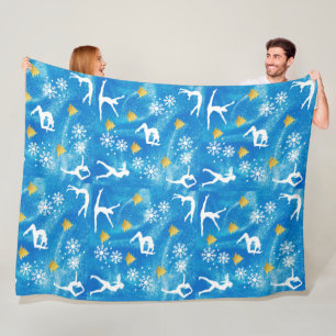 Gymnastiek Kerstmis Blauw Sparkle Wit Patroon Fleece Deken