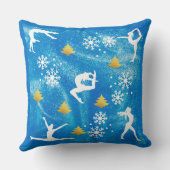 Gymnastiek Kerstmis Blauw Sparkle Wit Patroon Kussen (Achterkant)
