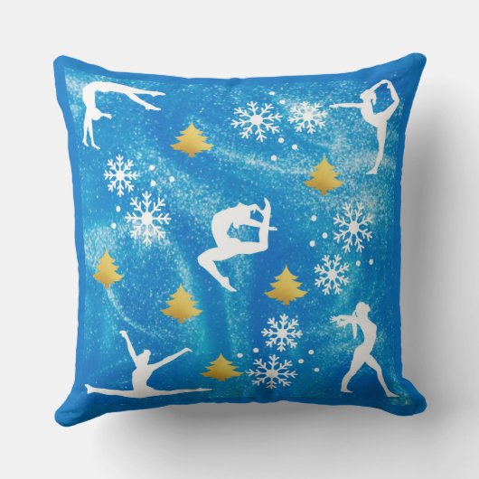 Gymnastiek Kerstmis Blauw Sparkle Wit Patroon Kussen (Achterkant)