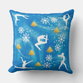 Gymnastiek Kerstmis Blauw Sparkle Wit Patroon Kussen (Voorkant)