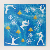 Gymnastiek Kerstmis Blauw Sparkle Wit Patroon Legpuzzel (Verticaal)