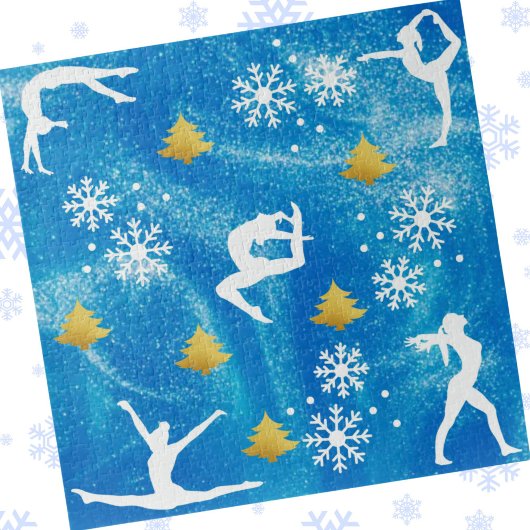 Gymnastiek Kerstmis Blauw Sparkle Wit Patroon Legpuzzel