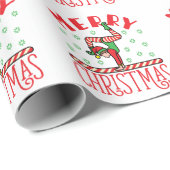 Gymnastiek kerstmis Elf op Beam Cadeaupapier (Rol Hoek)