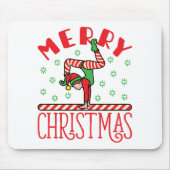 Gymnastiek kerstmis Elf op Beam Muismat (Voorkant)