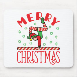 Gymnastiek kerstmis Elf op Beam Muismat