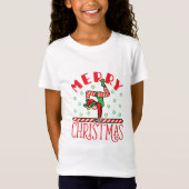 Gymnastiek kerstmis Elf op Beam T-shirt (Voorkant)