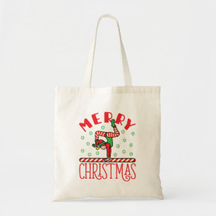 Gymnastiek kerstmis Elf op Beam Tote Bag