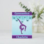 Gymnastiek Kerstmis Paars Aqua Personeelsformatie Briefkaart (Staand voorkant)