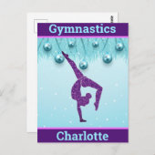 Gymnastiek Kerstmis Paars Aqua Personeelsformatie Briefkaart (Voorkant / Achterkant)