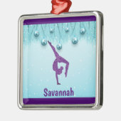 Gymnastiek Kerstmis Paars Aqua Personeelsformatie Metalen Ornament (Links)