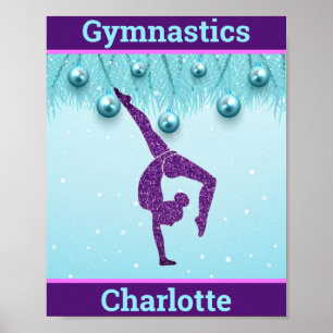 Gymnastiek Kerstmis Paars Aqua Personeelsformatie Poster