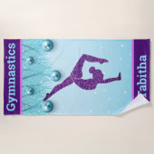 Gymnastiek Kerstmis Paars Aqua Personeelsformatie Strandlaken (Voorkant)