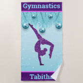 Gymnastiek Kerstmis Paars Aqua Personeelsformatie Strandlaken (Voorkant)