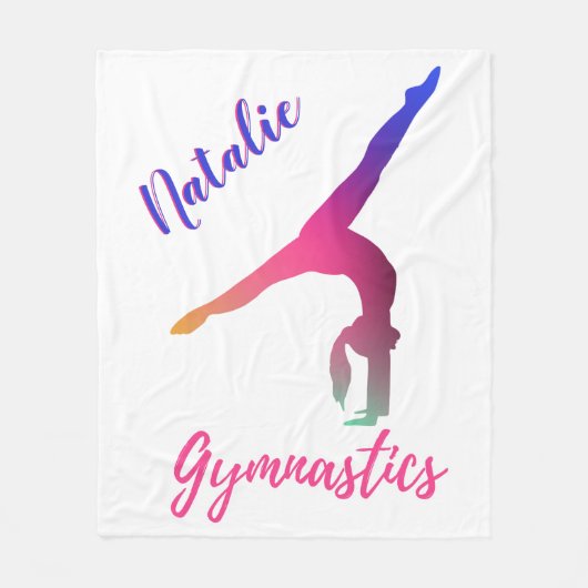 Gymnastiek Kickover Roze Paarse Gepersonaliseerd Fleece Deken (Voorkant)