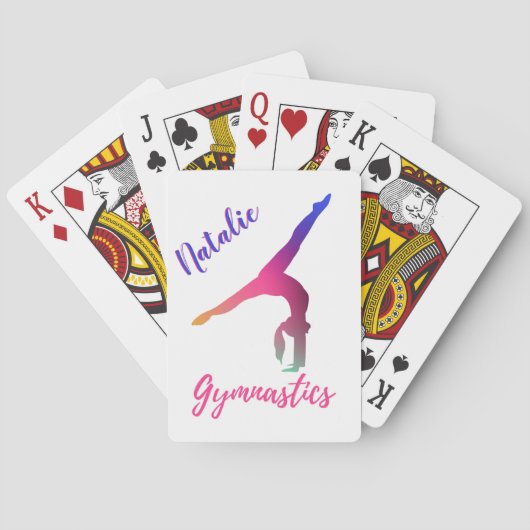 Gymnastiek Kickover Roze Paarse Gepersonaliseerd Pokerkaarten (Achterkant)