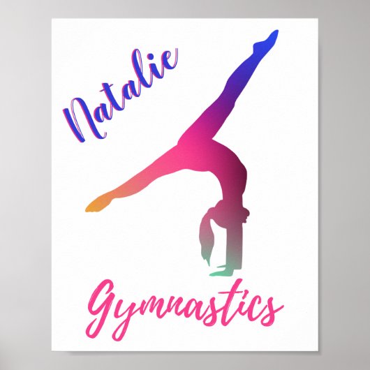 Gymnastiek Kickover Roze Paarse Gepersonaliseerd Poster (Voorkant)