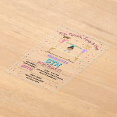 Gymnastiek Kinder Meisje Verjaardagsfeest Thema Cl Acryl Uitnodigingen (Laagn)